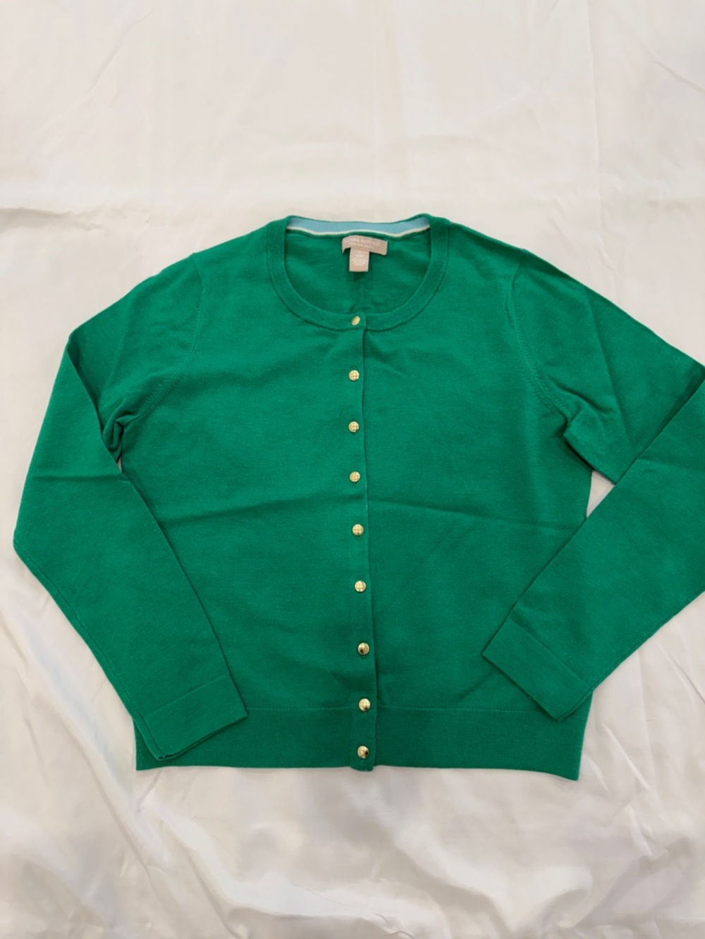 Banana Republic Extra Fine Merino Green Crewneck Button-Front Women's Cardigan-L - Picture 5 of 9